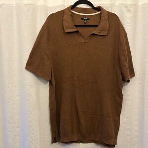 Alfani Polo Shirt Brown Relaxed Fit